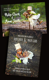 Wedding cards and invitations with acorn elves